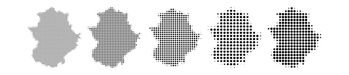 Estremadura Spain map halftone in different sizes