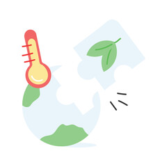 Illustration of Earth with a rising temperature icon