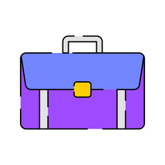 Briefcase Icon Illustration with bright colour palette in flat design style for Business and Office theme design.