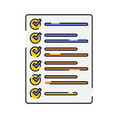 Checklist Icon Illustration with bright colour palette in flat design style for Business and Office theme design.