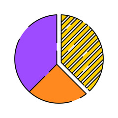 Pie chart Icon Illustration with bright colour palette in flat design style for Business and Office theme design.