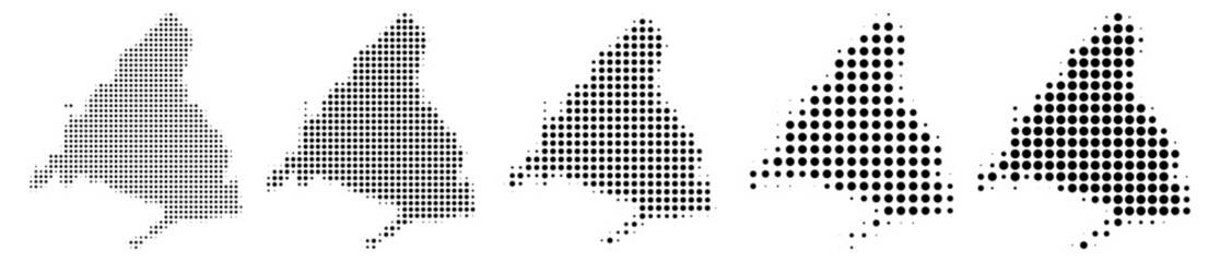 Madrid Spain map halftone in different sizes