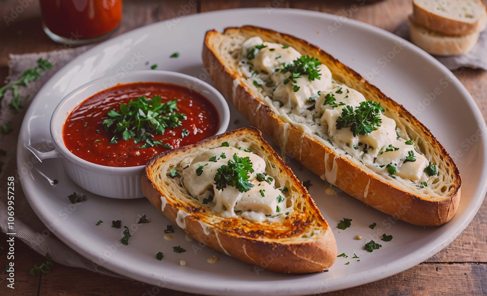 Poster plate of two breaded items with cheese and parsley on top