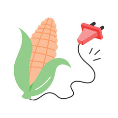 Corn with plug, concept icon of bio energy in modern style