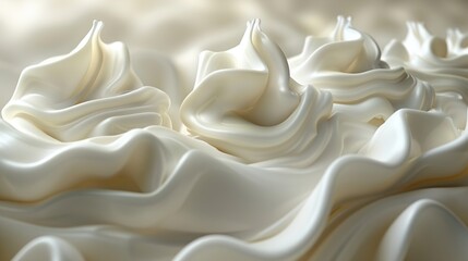 Whipped Cream Texture: Close-Up Macro Photography of Smooth, Creamy Delights