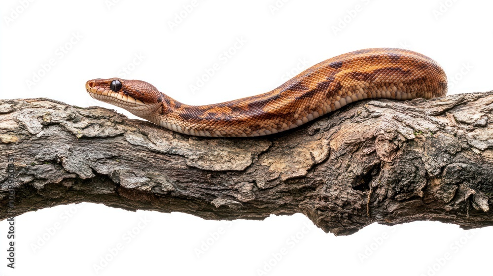 Poster a snake resting on a branch, showcasing its natural colors and patterns.