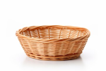 an empty brown basket isolated on white background
