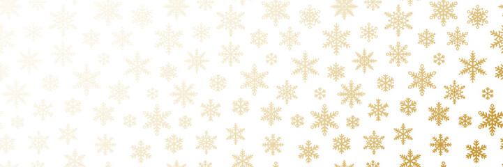 Gold and white elegant winter holiday snowflake vector pattern gradient, greeting or invitation template, festive background design
