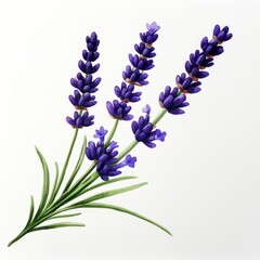 Fototapeta premium Soft Watercolor Lavender Sprig Illustration