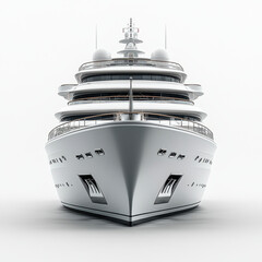 Luxury cruise ship with sleek design and multiple decks, showcasing modern architecture and elegance. front view highlights its impressive size and features