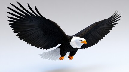 Fototapeta premium Majestic Bald Eagle in Flight Wildlife Photography Bird Image