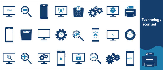 related to technology. Linear icon collection. Editable stroke. Vector illustration 1