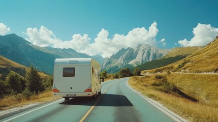 RV driving on a mountain road
