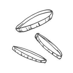 Sketch style onion rings isolated on white background. Hand drawn sketch