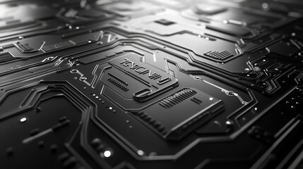 Futuristic Tech Circuit Board Abstract Black PCB Design
