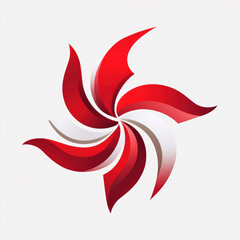 Obraz premium Minimalist red and white logo design featuring swirling pattern. design showcases dynamic shapes and smooth curves, creating modern and eye catching visual