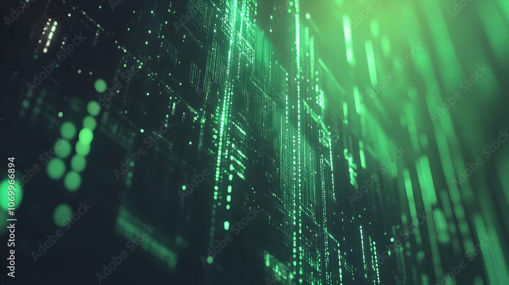 Poster abstract digital data background showcasing network capabilities and technological innovations -