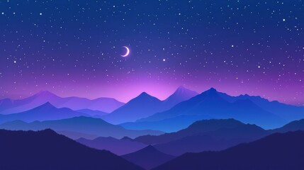 Night Sky Over Majestic Mountains