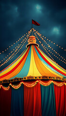 Bright circus tent full of color and excitement -