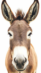 Obraz premium Close-up of a donkeya??s face against a plain white background -