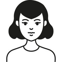 A Simple Line Drawing of a Young Woman With Short, Wavy Hair Against a Plain Background Highlighting Her Facial Features