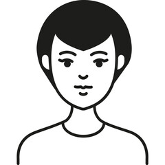 A Simple Black and White Illustration of a Young Person With Short Hair, Facing Forward, With a Neutral Expression