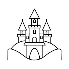 A Castles and Kingdoms line art vector illustration on white background.