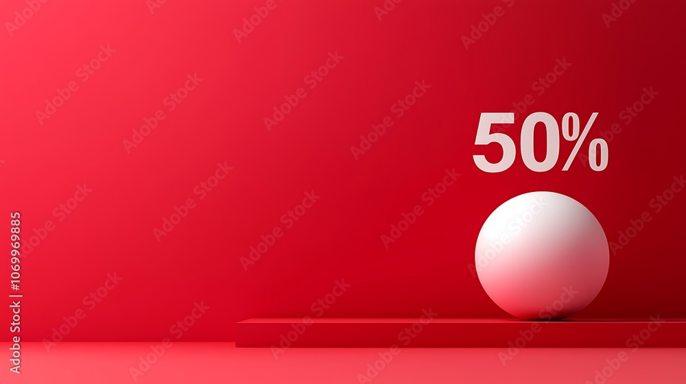 Poster a simple red background featuring a white sphere alongside a bold 