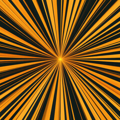 Fototapeta premium Vibrant yellow and black lines radiate from central point, creating dynamic and energetic visual effect. This design evokes sense of movement and excitement