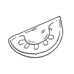 Doodle tomato slice hand drawn sketch