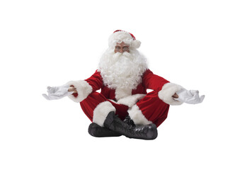 Santa Claus practicing mindfulness meditation