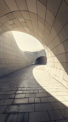 Obraz premium Modern Architectural Design: Curved Walls and Geometric Shapes