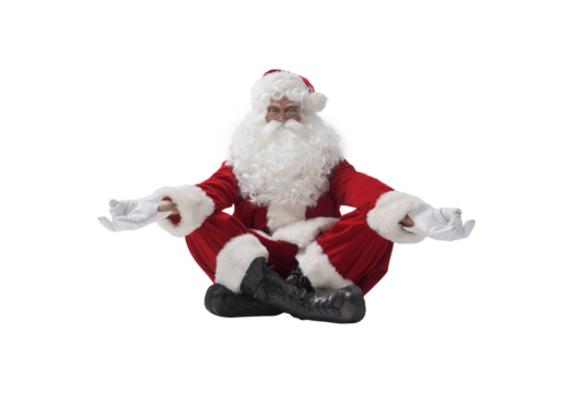 Santa Claus practicing mindfulness meditation - Powered by Adobe