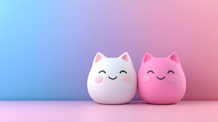 Cute Cartoon Cat Couple in Love. Image Illustration background for presentation and wallpaper Beautiful picture