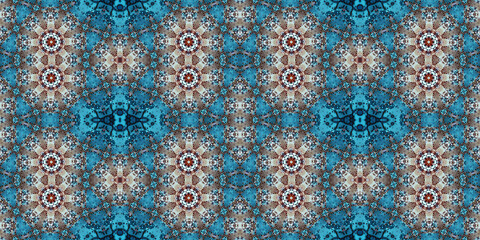 Seamless kaleidoscope pattern. The texture of the woven pattern. Endless pattern