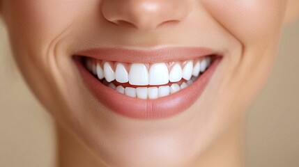 Obraz premium Close up of a smile of woman with white veener teeth