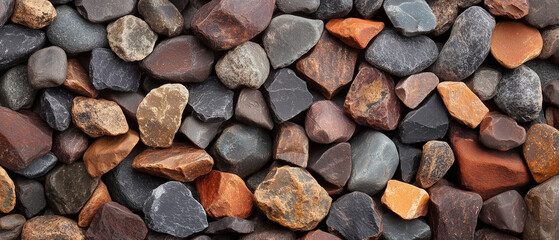 Smooth, Rounded Stones in Warm Tones - Natural Texture.