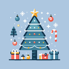 Fototapeta premium Christmas Tree and Gift Box