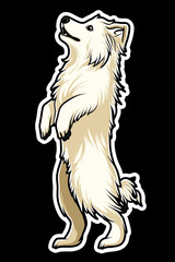 Obraz premium Icelandic Sheep Dog Cartoon Sticker Standing On Its Hind Legs