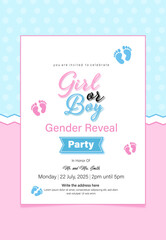 Girl or Boy gender reveal party invition vector template design.