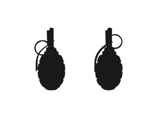 Hand Grenade Icons. Hand grenade icon illustration design. Simple black and white flat design. Grenade icon silhouette vector illustration. Black icons isolated on white background.