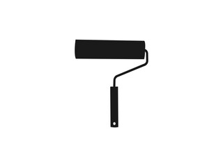 Paint roller simple icon. Painting roll silhouette black illustration. Paint Roller Silhouette Art Icon Vector. Simple black and white flat design. Black icons isolated on white background.