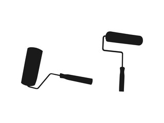 Paint roller simple icon. Painting roll silhouette black illustration. Paint Roller Silhouette Art Icon Vector. Simple black and white flat design. Black icons isolated on white background.