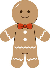Cute Gingerbread Man Character Illustration