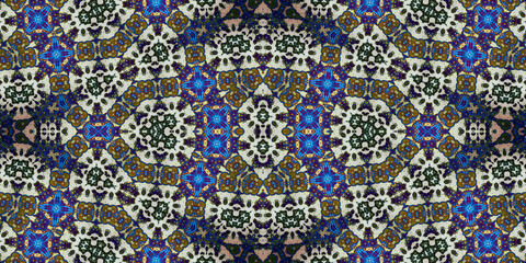 Seamless kaleidoscope pattern. The texture of the woven pattern. Endless pattern