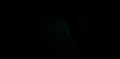 Technology abstract lines on black background. Digital future technology concept. Abstract black paper wave background and abstract gradient  green wave curve lines.