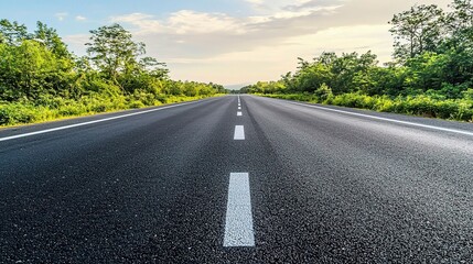 Fototapeta premium Open Road with Lush Green Surroundings in Nature