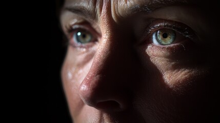 Illuminated Emotions: A Portrait of Strength and Vulnerability in a Woman's Tearful Reflection