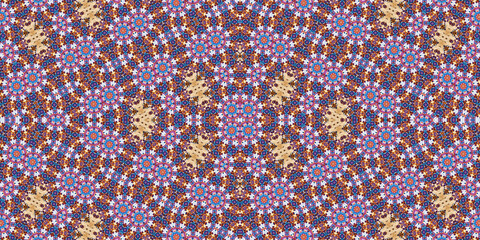 Fototapeta premium Seamless kaleidoscope pattern. The texture of the woven pattern. Endless pattern
