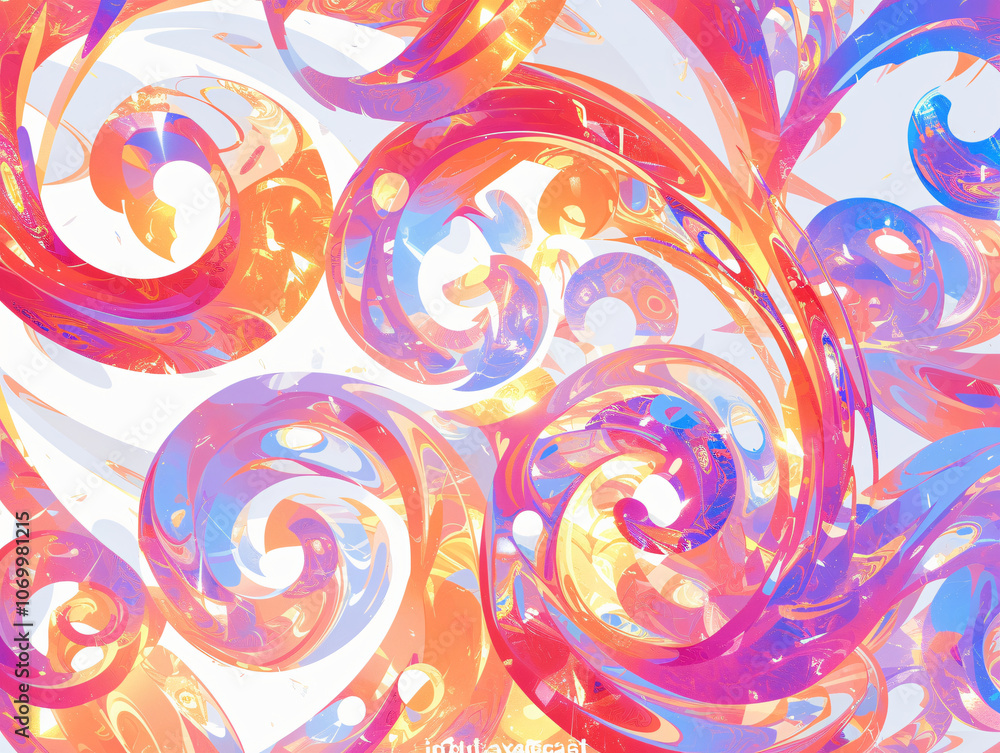 Poster an intricate design featuring swirling colorful patterns against a light backdrop, showcasing artist